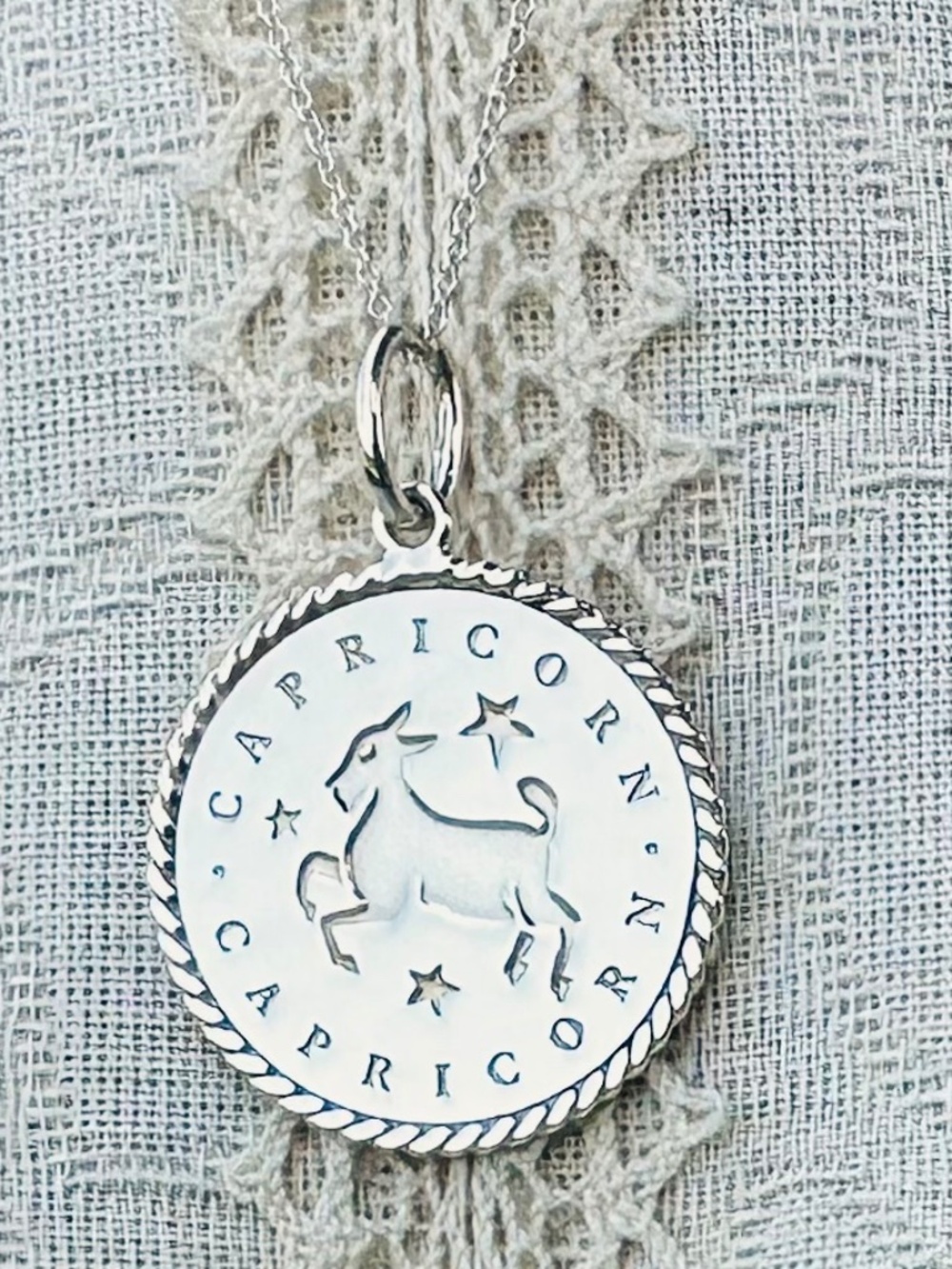 Tiffany & Co Vintage LARGE Capricorn Zodiac Charm Pendant Necklace